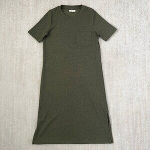 Madewell Ribbed Short Sleeve Pocket T Shirt Green Midi Dress S